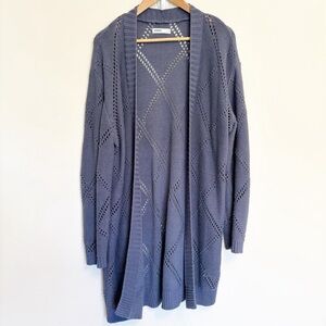 Dusty Blue Longline Thick Knit Cardigan Sweater from Sonoma - size medium